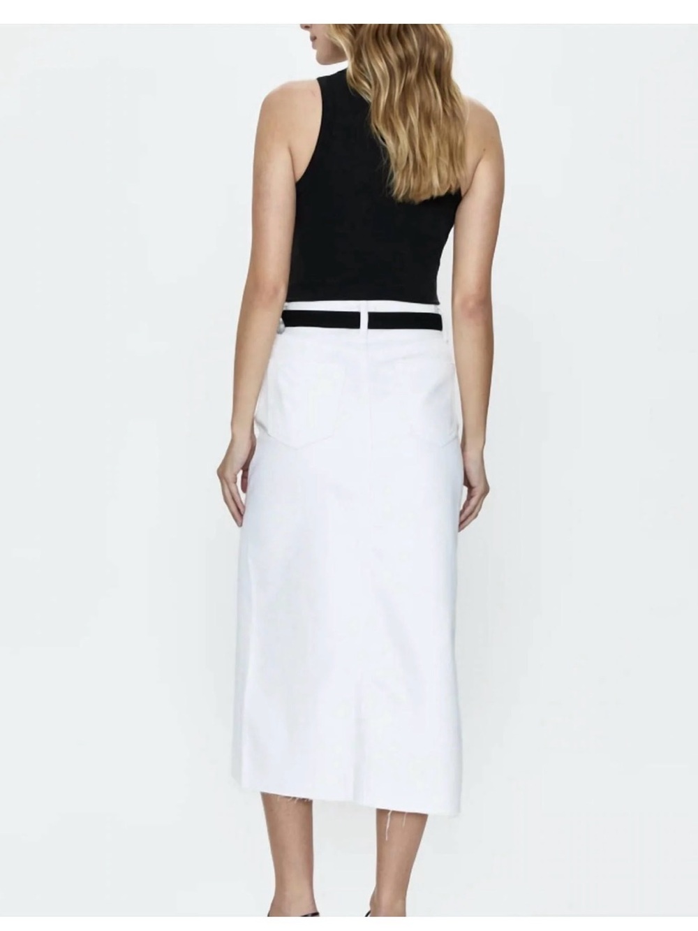 pistola White Midi Skirt with Front Slit - Picture 8 of 9